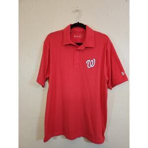 Under Armour MLB Washington‎ Nationals Short Sleeve Loose Fit Polo Shirt Size L